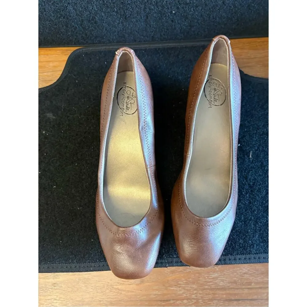🤎 Women’s Brown Wedge Comfort Heels Size 10W NWOT